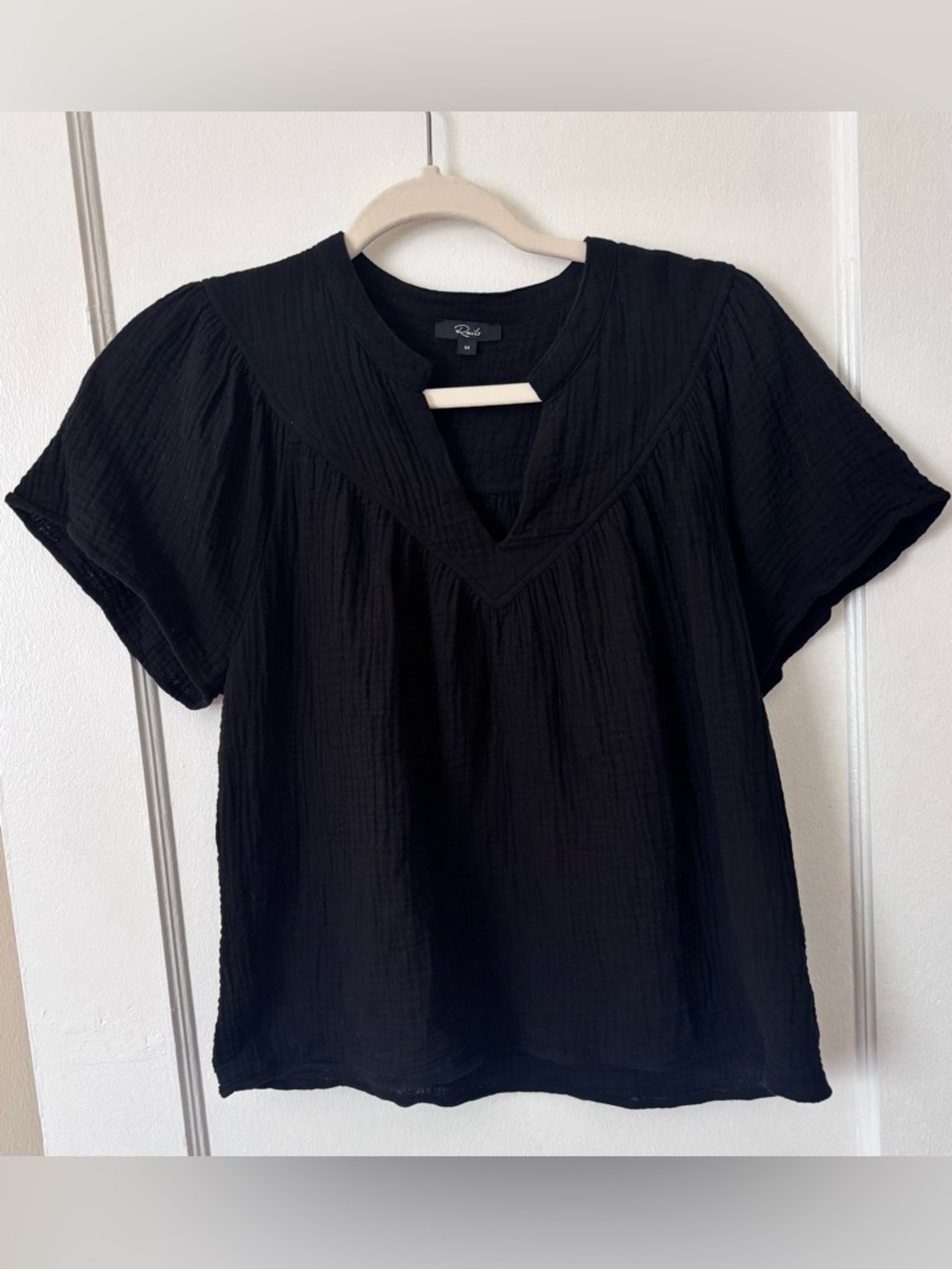 Rails Sayer Black Gauze Organic Cotton Top | Size M
